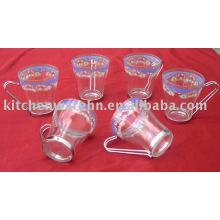 HT-101 coffee glass set with metal handle